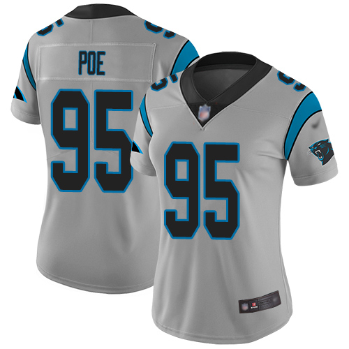 Carolina Panthers Limited Silver Women Dontari Poe Jersey NFL Football 95 Inverted Legend